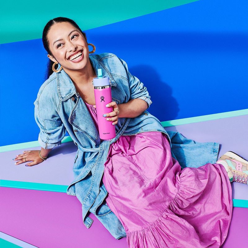 slide 4 of 4, Hydro Flask 24oz Wide Mouth Flex Straw Water Bottle Holiday Punch: Vacuum-Insulated, Leakproof, Dishwasher-Safe, 24 oz