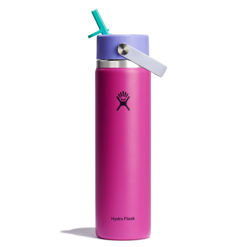 slide 1 of 4, Hydro Flask 24oz Wide Mouth Flex Straw Water Bottle Holiday Punch: Vacuum-Insulated, Leakproof, Dishwasher-Safe, 24 oz