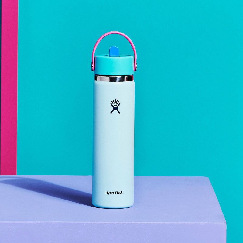 slide 3 of 3, Hydro Flask 24oz Wide Mouth Flex Straw Water Bottle Polar Plunge: Vacuum-Insulated, Leakproof, Dishwasher-Safe, 24 oz
