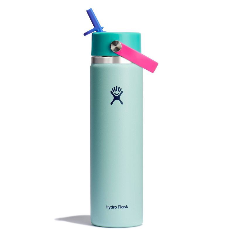slide 1 of 3, Hydro Flask 24oz Wide Mouth Flex Straw Water Bottle Polar Plunge: Vacuum-Insulated, Leakproof, Dishwasher-Safe, 24 oz