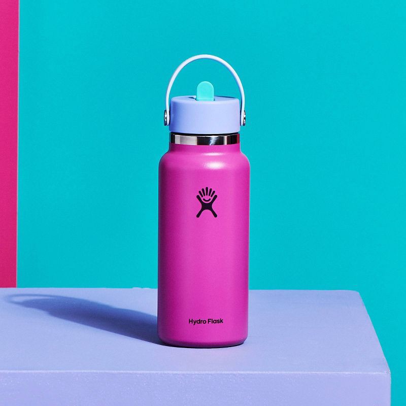 slide 3 of 4, Hydro Flask 32oz Wide Mouth Flex Straw Water Bottle Holiday Punch: Vacuum-Insulated, Leakproof, Dishwasher-Safe, 32 oz