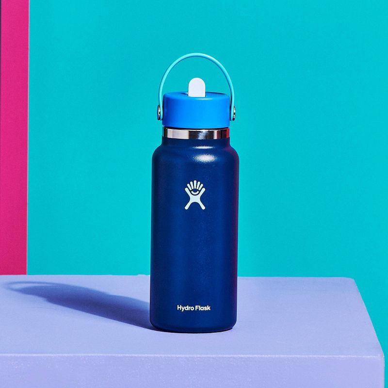 slide 3 of 3, Hydro Flask 32oz Wide Mouth Flex Straw Water Bottle Winter Night: Vacuum-Insulated, Leakproof, Dishwasher-Safe, 32 oz