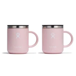 Hydro Flask 2pc Coffee Mug Set Trillium: 12oz Vacuum-Insulated Stainless Steel Travel Mugs with Lids, Pink