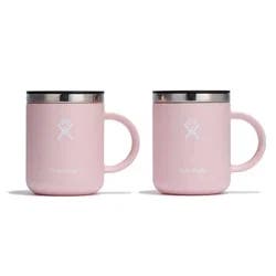 Hydro Flask 2pc Coffee Mug Set Trillium: 12oz Vacuum-Insulated Stainless Steel Travel Mugs with Lids, Pink