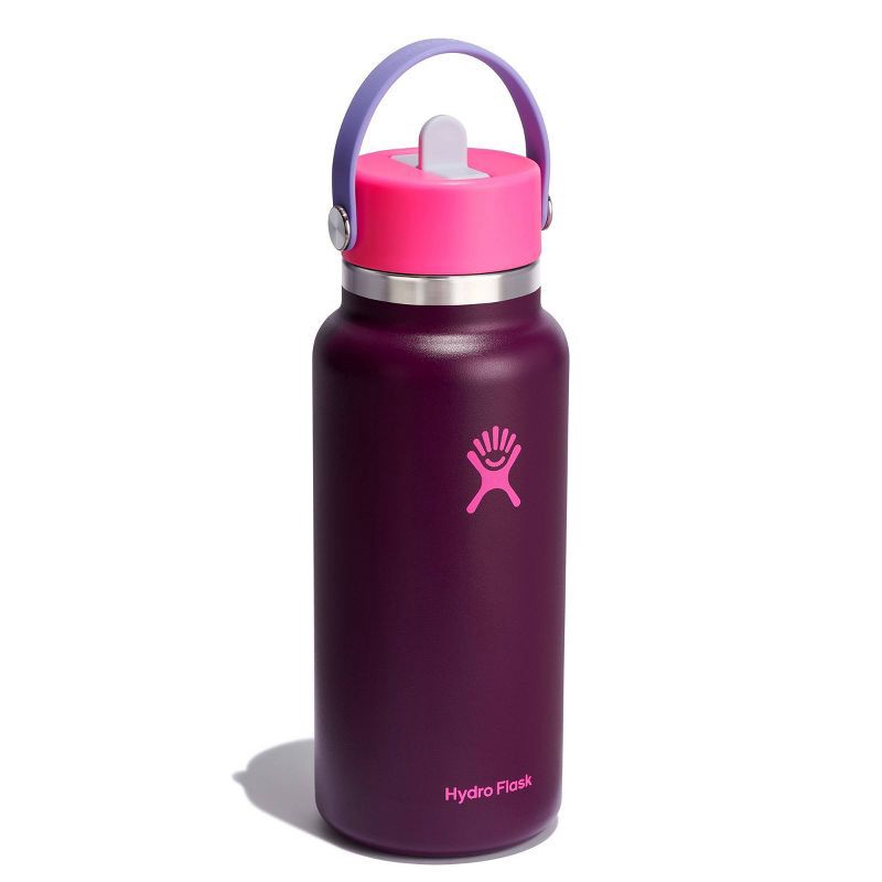 slide 2 of 4, Hydro Flask 32oz Wide Mouth Flex Straw Water Bottle Sugar Plum: Vacuum-Insulated, Leakproof, Dishwasher-Safe, 32 oz