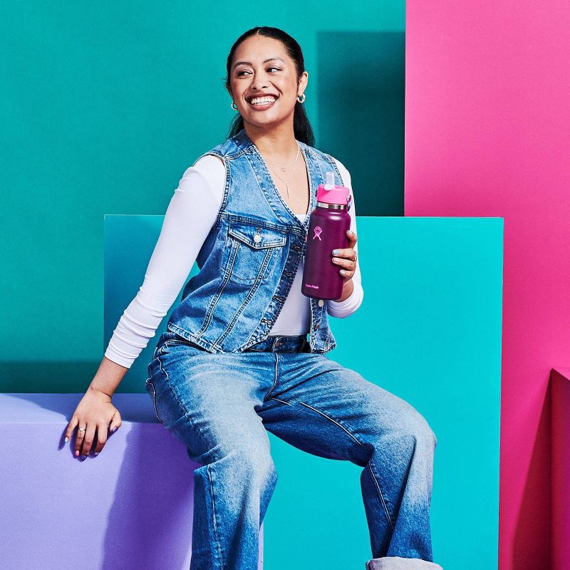 slide 4 of 4, Hydro Flask 32oz Wide Mouth Flex Straw Water Bottle Sugar Plum: Vacuum-Insulated, Leakproof, Dishwasher-Safe, 32 oz