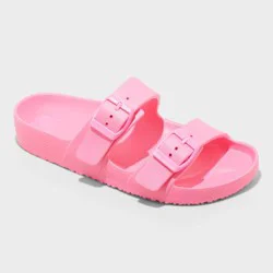 Women's Neida Eva Two Band Footbed Sandals - Shade & Shore™ Pink 8: Slip On, Contoured Footbed