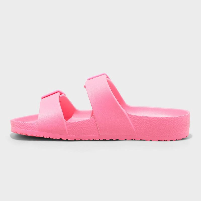 slide 2 of 4, Women's Neida Eva Two Band Footbed Sandals - Shade & Shore™ Pink 11: Slip On, Contoured Footbed, Open Toe, Medium Width, 1 ct