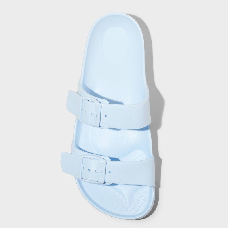 slide 3 of 4, Women's Neida Eva Two Band Footbed Sandals - Shade & Shore™ Blue 8: Slip On, Contoured Footbed, Open Toe, Medium Width, 1 ct