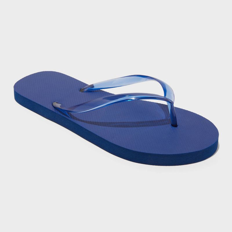 slide 1 of 4, Women's Sydney Thong Flip Flop Sandals - Shade & Shore™ Navy Blue 9: Slip-On, Open Toe, Non-Marking Outsole, 1 ct