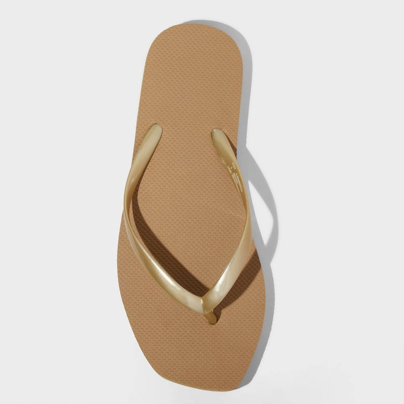 slide 3 of 4, Women's Square Toe Thong Flip Flop Sandals - Shade & Shore™ Palmer Copper 8: Slip-On, Non-Marking Outsole, PVC Upper, 1 ct