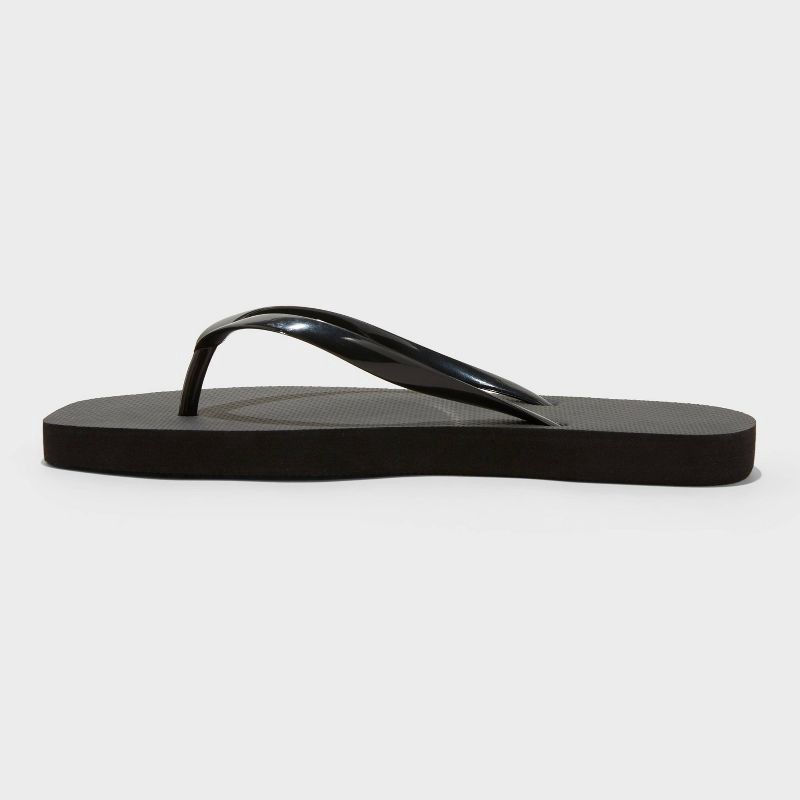 slide 2 of 4, Women's Square Toe Thong Flip Flop Sandals - Shade & Shore™ Palmer Black 7: Slip-On, Non-Marking Outsole, PVC Upper, 1 ct