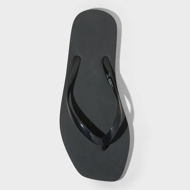 slide 3 of 4, Women's Square Toe Thong Flip Flop Sandals - Shade & Shore™ Palmer Black 7: Slip-On, Non-Marking Outsole, PVC Upper, 1 ct