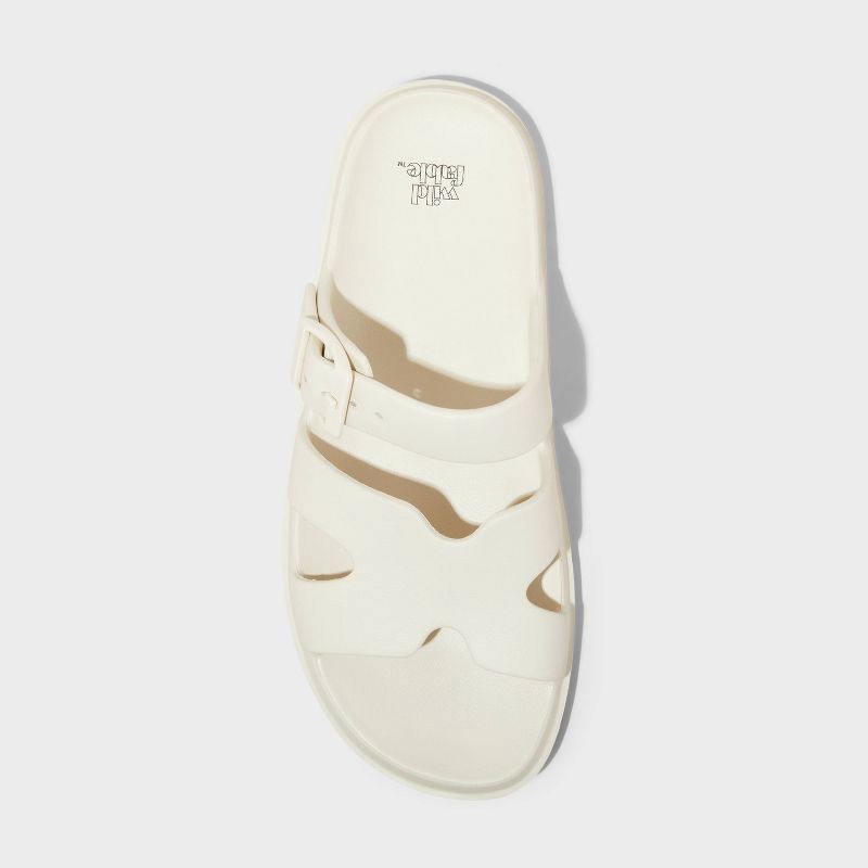 slide 3 of 4, Women's Maysen Footbed Sandals - Wild Fable™ Off-White 8: Slip On, Contoured, Open Toe, 1 ct