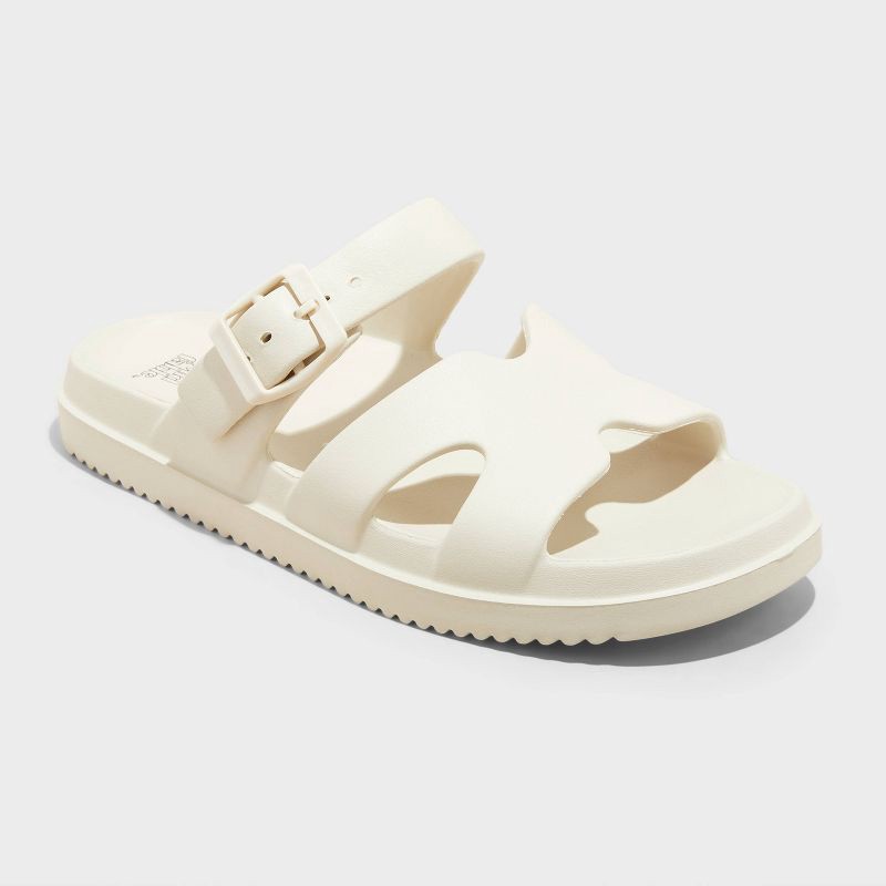 slide 1 of 4, Women's Maysen Footbed Sandals - Wild Fable™ Off-White 8: Slip On, Contoured, Open Toe, 1 ct