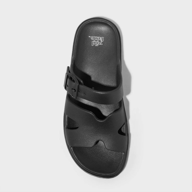slide 3 of 4, Women's Maysen Footbed Sandals - Wild Fable™ Black 7: Slip On, Contoured Footbed, Open Toe, 1 ct