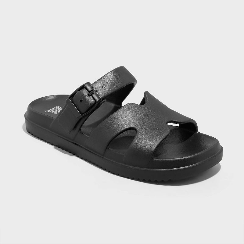 slide 1 of 4, Women's Maysen Footbed Sandals - Wild Fable™ Black 7: Slip On, Contoured Footbed, Open Toe, 1 ct