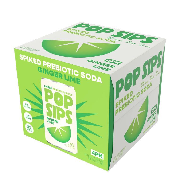 slide 2 of 3, Pop Sips Ginger Lime Hard Pop - 4pk/7.5 fl oz Cans, 4 ct; 7.5 fl oz