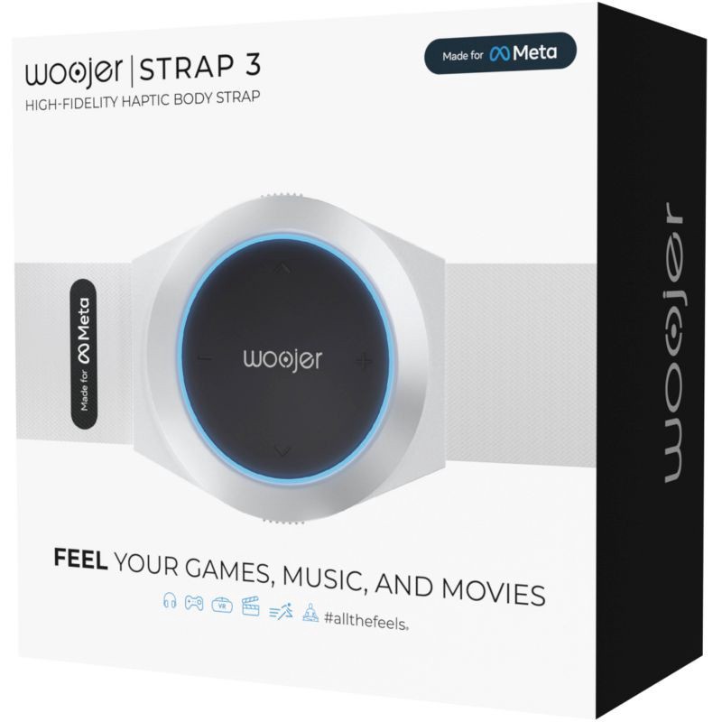 slide 6 of 9, Woojer Made for Meta High-Fidelity Haptic Body Strap 3: USB-C & 3.5mm Connectivity, 1 ct