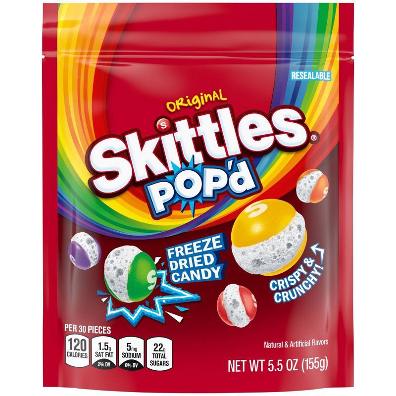slide 2 of 11, SKITTLES POP'd Originals Freeze Dried Candy Resealable Candy Bag - 5.5oz, 5.5 oz