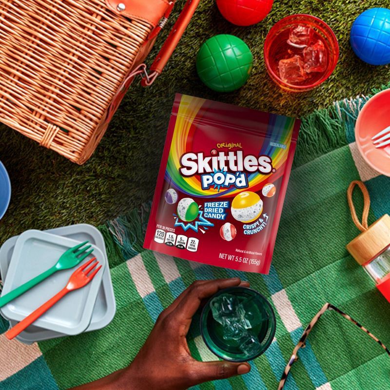 slide 5 of 11, SKITTLES POP'd Originals Freeze Dried Candy Resealable Candy Bag - 5.5oz, 5.5 oz