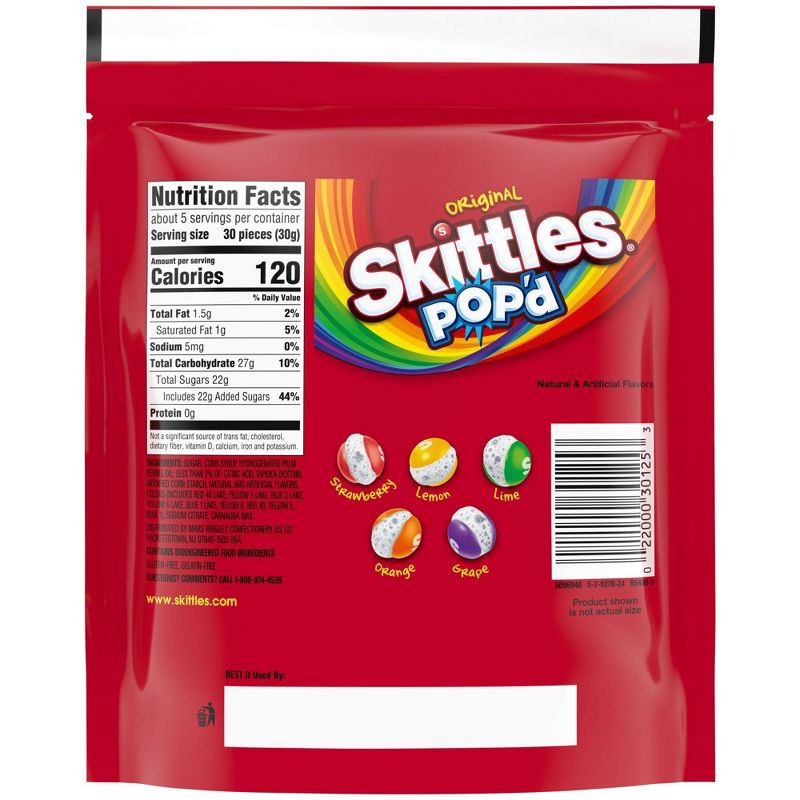 slide 11 of 11, SKITTLES POP'd Originals Freeze Dried Candy Resealable Candy Bag - 5.5oz, 5.5 oz