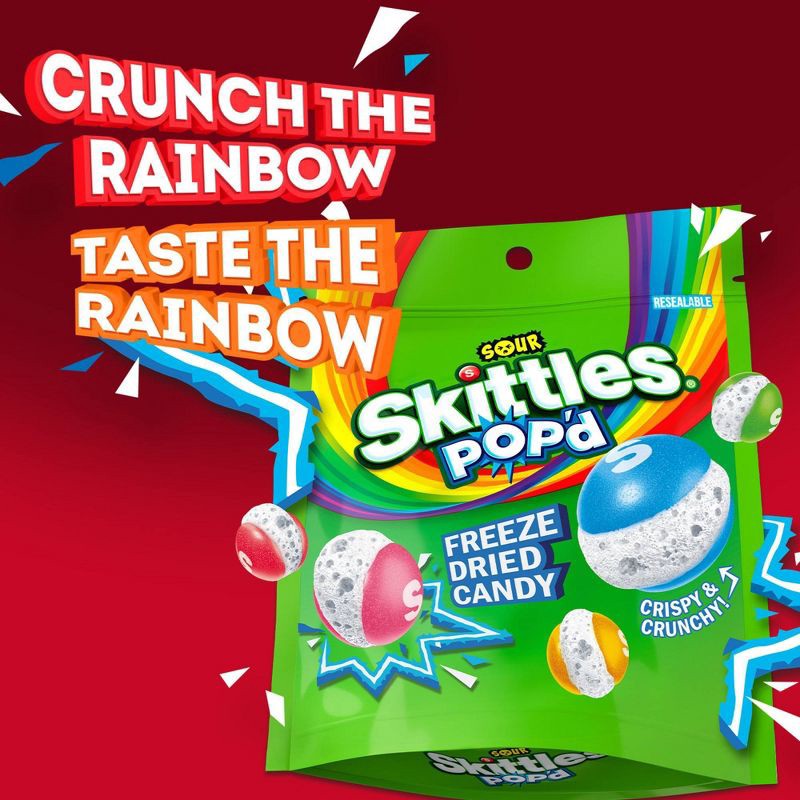 slide 3 of 9, Skittles POP'd Resealable Candy Bag - Sour Freeze Dried Candy - 5.5oz, 5.5 oz