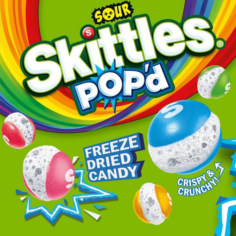 slide 4 of 9, Skittles POP'd Resealable Candy Bag - Sour Freeze Dried Candy - 5.5oz, 5.5 oz