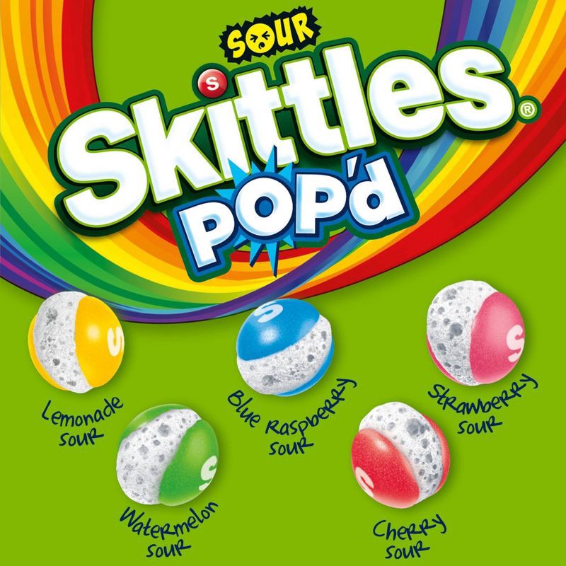 slide 5 of 9, Skittles POP'd Resealable Candy Bag - Sour Freeze Dried Candy - 5.5oz, 5.5 oz