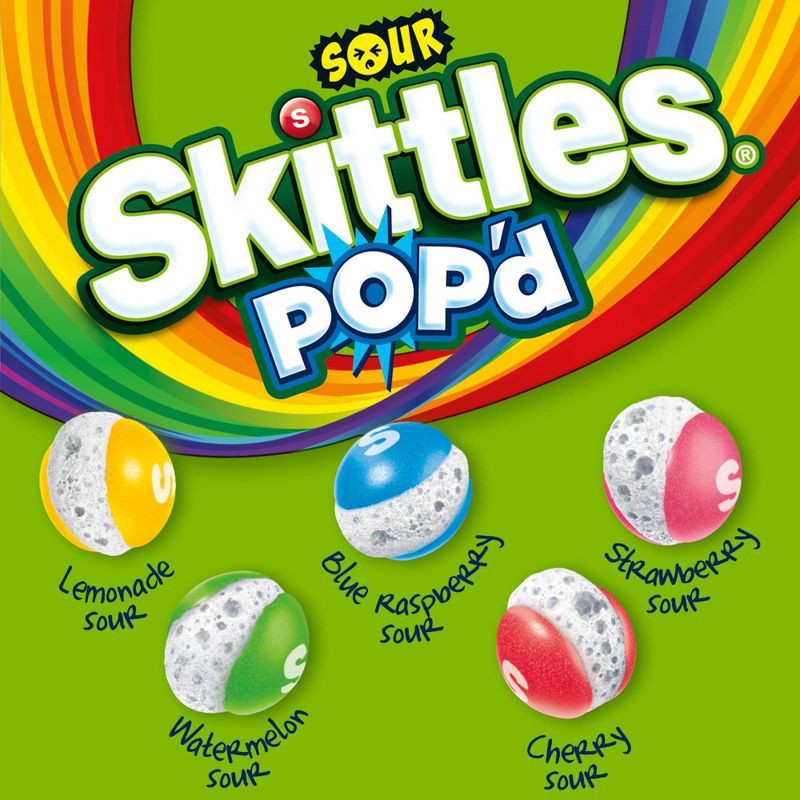 slide 5 of 9, SKITTLES POP'd Sour Freeze Dried Candy Resealable Candy Bag - 5.5oz, 5.5 oz