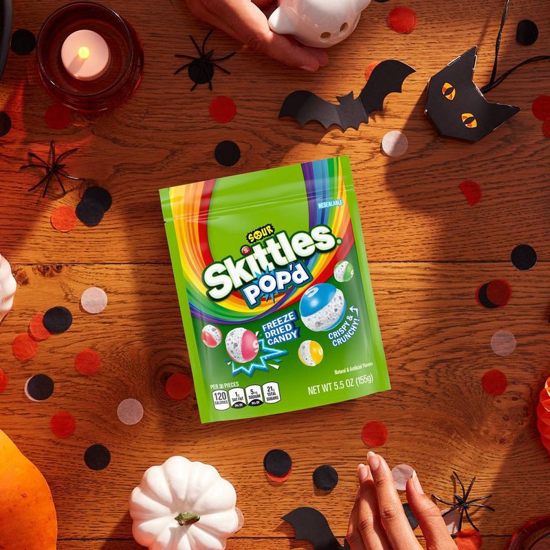 slide 7 of 9, SKITTLES POP'd Sour Freeze Dried Candy Resealable Candy Bag - 5.5oz, 5.5 oz