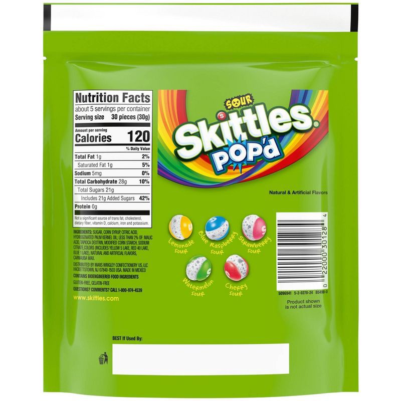 slide 9 of 9, Skittles POP'd Resealable Candy Bag - Sour Freeze Dried Candy - 5.5oz, 5.5 oz