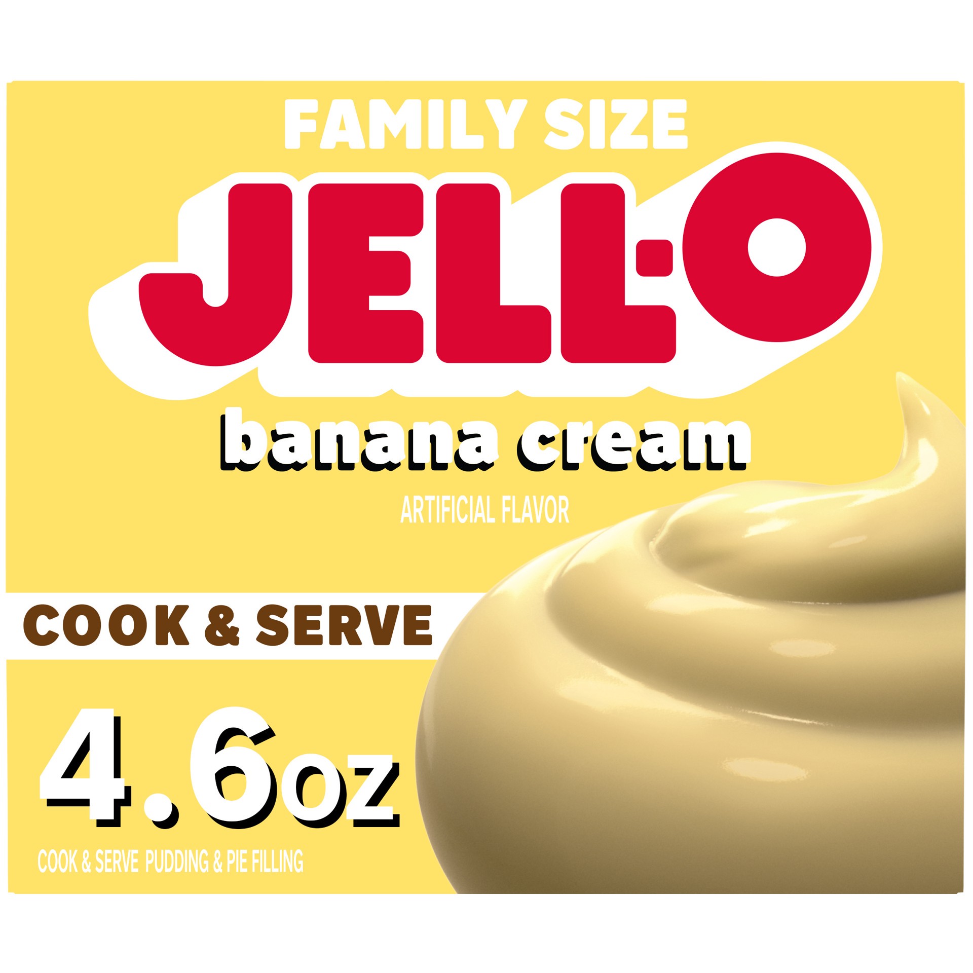 slide 1 of 5, Jell-O Cook & Serve Banana Cream Artificially Flavored Pudding & Pie Filling Mix, Family Size, 4.6 oz Box, 4.6 oz