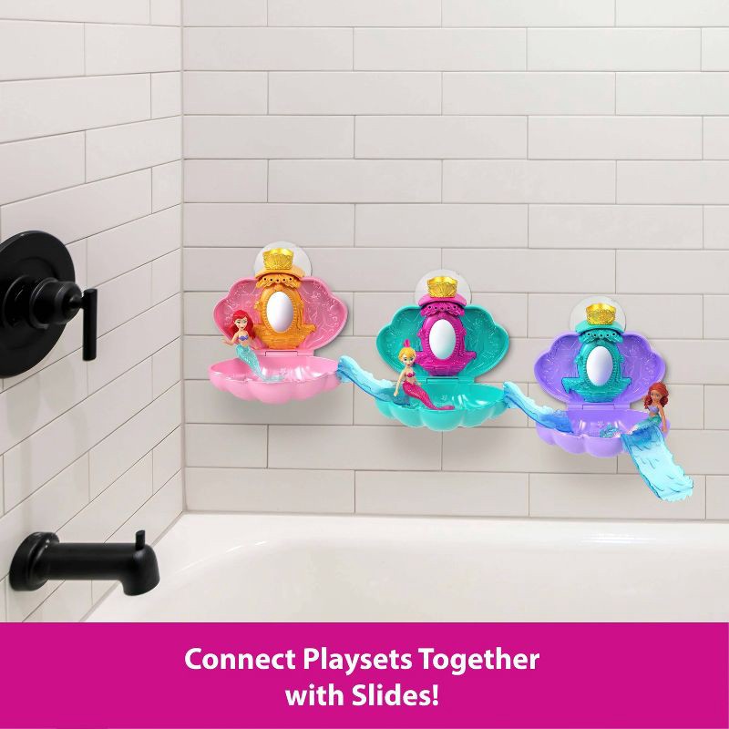 slide 3 of 6, Disney Princess Mermaid Bath Reveal Small Dolls, Surprise Shell Playsets with Slide Accessories, 1 ct