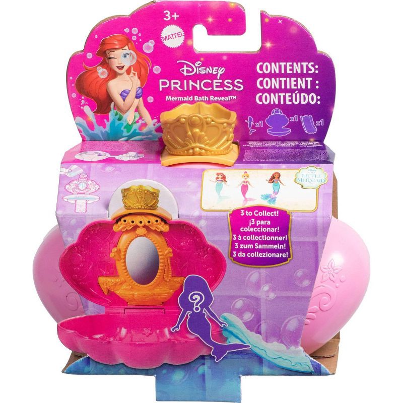 slide 6 of 6, Disney Princess Mermaid Bath Reveal Small Dolls, Surprise Shell Playsets with Slide Accessories, 1 ct