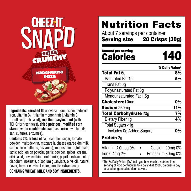 slide 7 of 9, Cheez-It Snap'd Crackers Extra Crunchy Thin Crust Margherita Pizza - 7.5oz, 7.5 oz