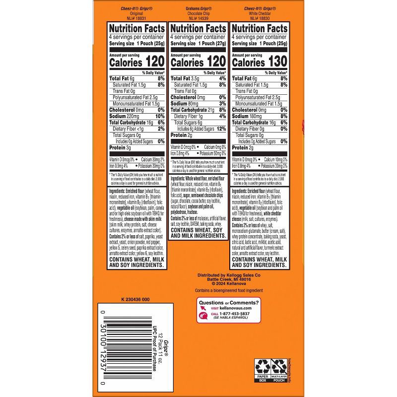 slide 4 of 5, Gripz Kellogg's Crackers Variety Pack - 11oz/12ct, 12 ct; 11 oz