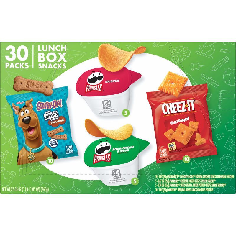 slide 2 of 8, Cheez-It, Pringles & SCOOBY-DOO! Lunch Box Snacks Variety Pack - 27.05oz/30ct, 30 ct