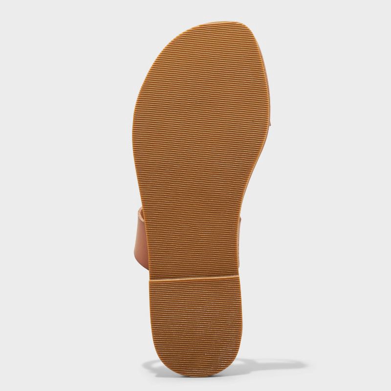 slide 4 of 4, Women's Freya Two Band Slide Sandals - Universal Thread™ Cognac 7: Slip On, Elastic Panel, Contoured Footbed, Open Toe, 1 ct