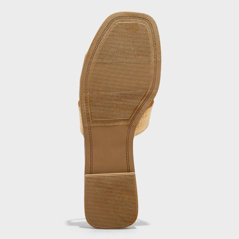 slide 4 of 4, Women's Nina Raffia H-Band Slide Sandals - A New Day™ Beige 6: Slip-On Open Toe, Block Heel, Textured Outsole, 1 ct