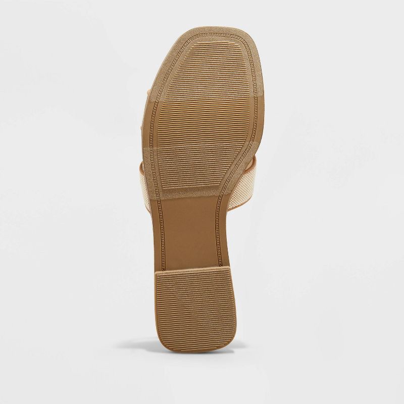 slide 4 of 4, Women's Nina H-Band Slide Sandals - A New Day™ Khaki 9.5: Slip-On Open Toe, Block Heel, Textured Outsole, Medium Width, 1 ct