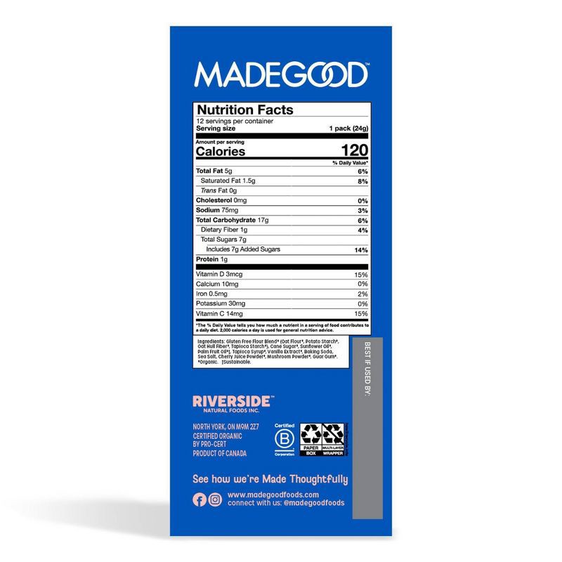 slide 2 of 8, MadeGood Organic Gluten Free Mini Crunchy Cookies Vanilla - 10.2oz/12ct, 10.2 oz, 12 ct