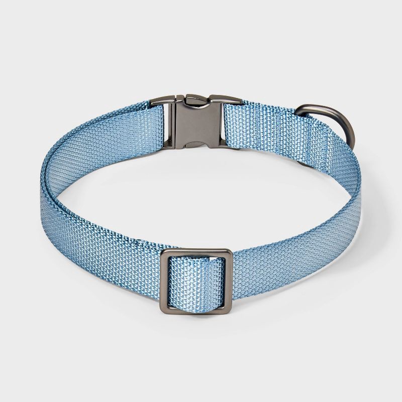 slide 2 of 3, Fashion Adjustable Length and Reinforced Stitching Dog Collar - L - Blue - Boots & Barkley™, 1 ct