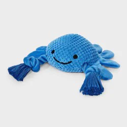 8.5" Blue Crab Dog Rope Plush Toy: Squeaker & Crinkle, Polyester Material - Boots & Barkley™