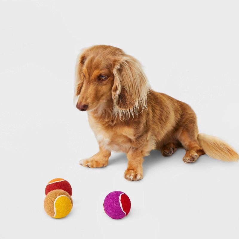 slide 2 of 4, Printed Tennis Dog Ball Toy - Boots & Barkley™ - 3pk, 3 ct