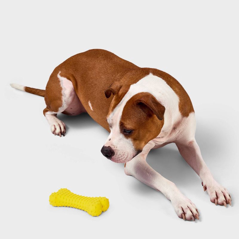 slide 2 of 4, Rubber Bone Dog Toy - Boots & Barkley™ Yellow, 1 ct