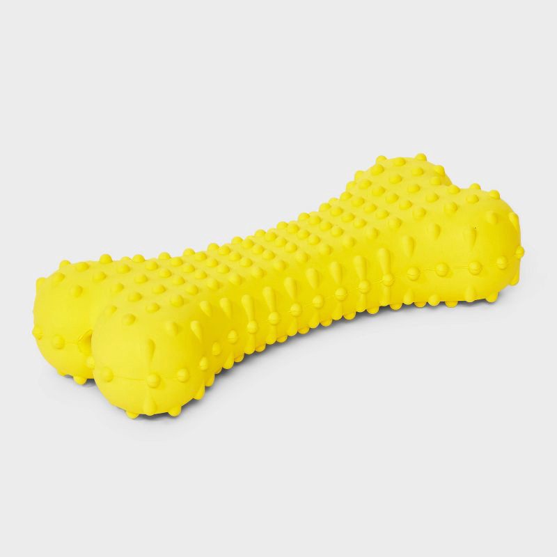 slide 3 of 4, Rubber Bone Dog Toy - Boots & Barkley™ Yellow, 1 ct
