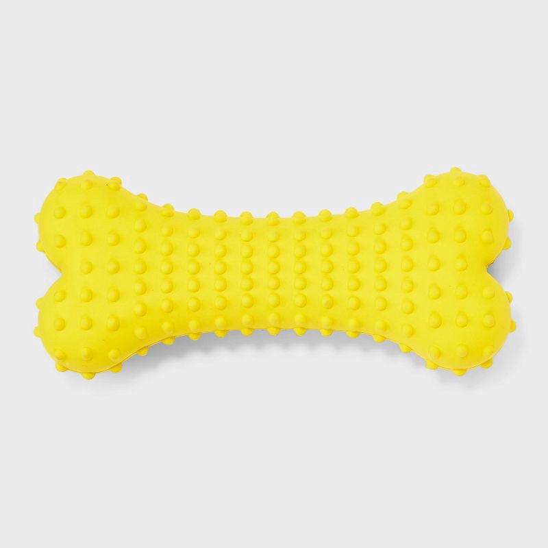 slide 1 of 4, Rubber Bone Dog Toy - Boots & Barkley™ Yellow, 1 ct
