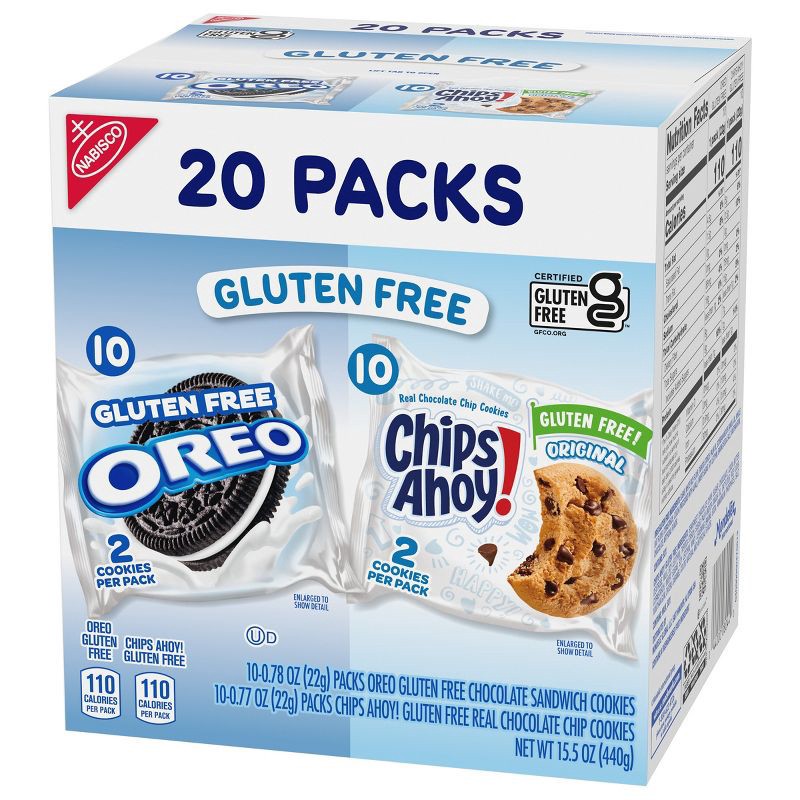 slide 9 of 14, NABISCO Oreo Chocolate Sandwich & CHIPS AHOY! Chocolate Chip Gluten Free Cookies Variety Pack - 18oz/20ct, 18 oz, 20 ct