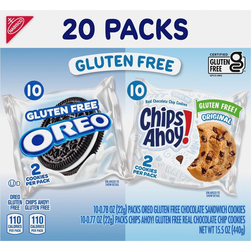 slide 10 of 14, NABISCO Oreo Chocolate Sandwich & CHIPS AHOY! Chocolate Chip Gluten Free Cookies Variety Pack - 18oz/20ct, 18 oz, 20 ct